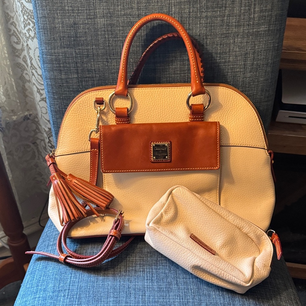 Dooney & Bourke Tan and Brown Leather Satchel